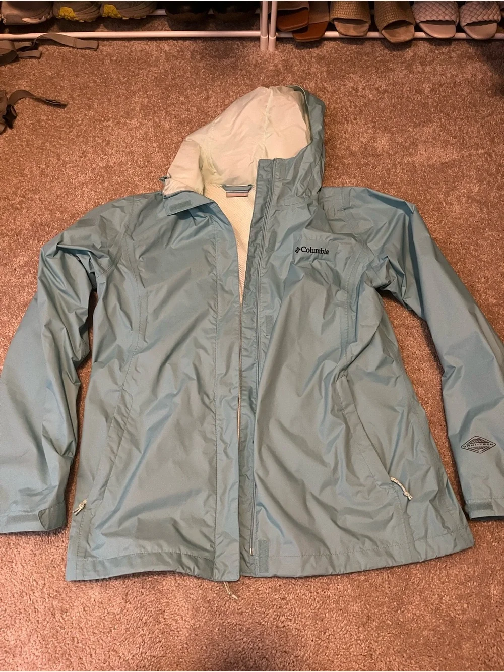 Columbia Pale Blue Women's Hooded Rain Shell